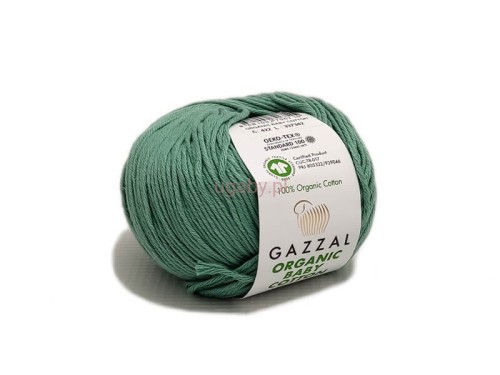 Włóczka Gazzal Organic Baby Cotton kolor 422 morski niebiesko-zielona bawełna organiczna antyalergiczna na ubranka