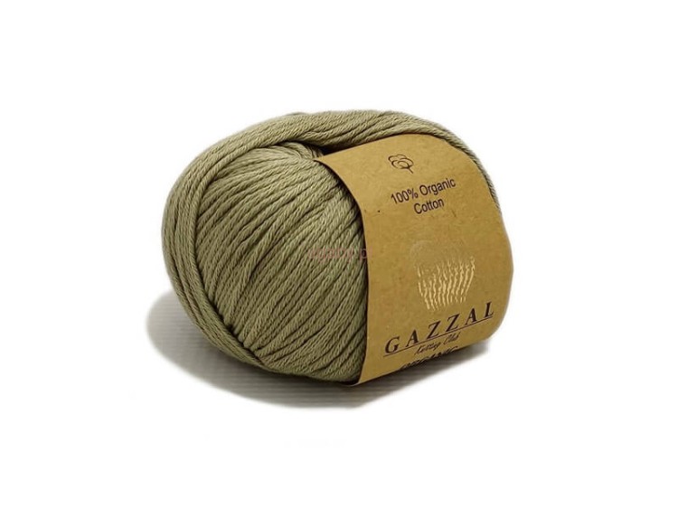 Włóczka Gazzal Organic Baby Cotton kolor 431 oliwkowy zielony bawełna organiczna antyalergiczna na wyroby dziecięce