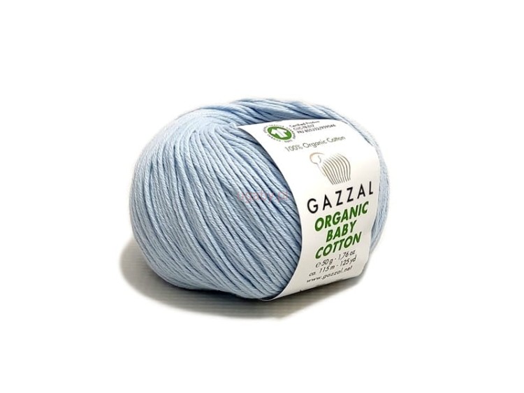 Włóczka Gazzal Organic Baby Cotton kolor 417 jasnoniebieski błękit bawełna organiczna antyalergiczna dla niemowląt