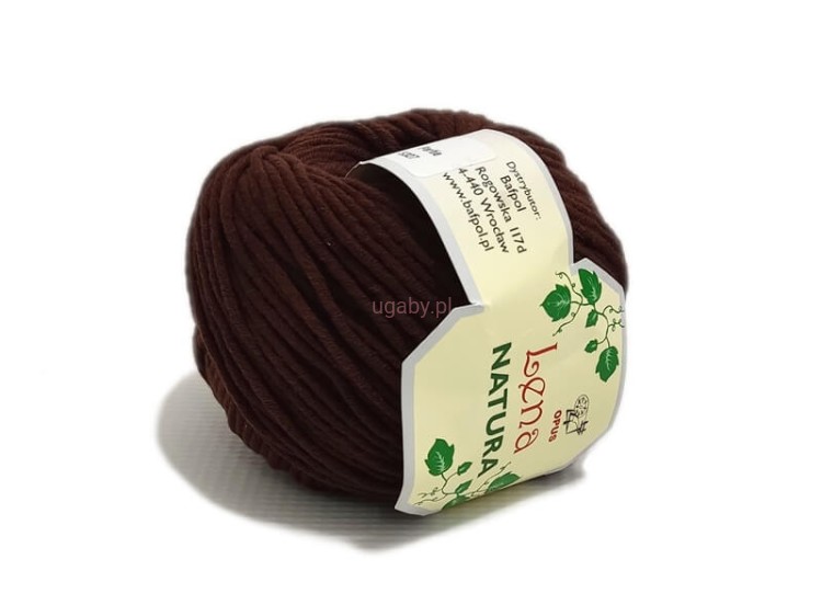 Brązowa włóczka Lena Natura o wyraźnym splocie, kolor numer 217.