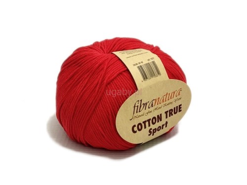 Czerwona włóczka bawełniana Cotton True Sport (kolor 107-02) – miękka, aksamitna tekstura do letnich robótek, sklep ugaby.pl.