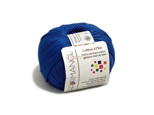 Szafirowa włóczka Cotton XTRA (98) – merceryzowana bawełna z połyskiem i certyfikatem OEKO-Tex, sklep ugaby.pl.