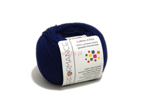 Granatowa włóczka Cotton XTRA (109) – merceryzowana bawełna z certyfikatem OEKO-Tex i połyskiem, sklep internetowy ugaby.pl.