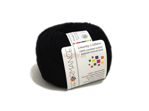 Czarna włóczka Dainty Cotton numer 01 z bawełny egipskiej merceryzowanej, motek marki Performance do projektów szydełkowych.