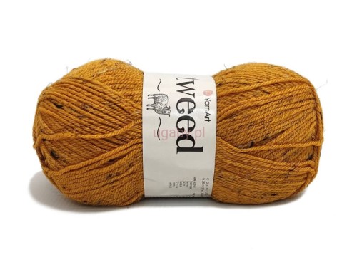 Bursztynowa włóczka Tweed nr 233 z kolorowymi plamkami i domieszką wełny