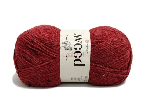 Włóczka Tweed kolor ceglasty nakrapiany nr 231, motek wełny z wiskozą i akrylem.