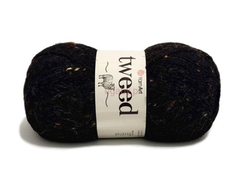 Grafitowa włóczka Tweed nr 228 nakrapiana kolorowymi plamkami, motek wełny z wiskozą i akrylem.