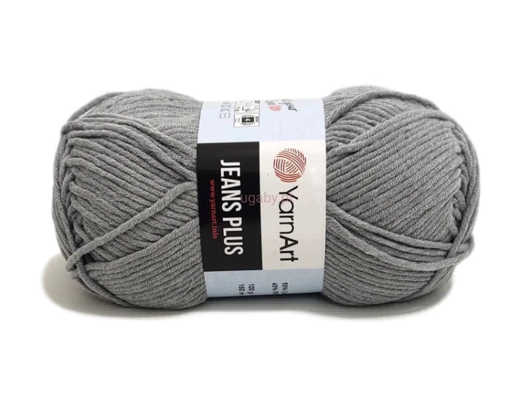 Szara włóczka YarnArt Jeans Plus nr 46 – jasnoszara mieszanka bawełny z akrylem na swetry i koce, ugaby.pl.
