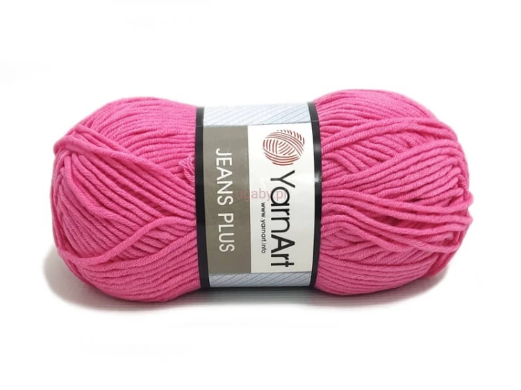 Różowa włóczka YarnArt Jeans Plus nr 42 – ciemniejszy odcień różu, mieszanka bawełny z akrylem, sklep ugaby.pl.