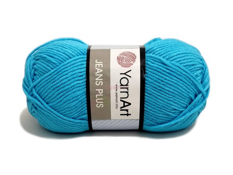Jasnoturkusowa włóczka YarnArt Jeans Plus nr 33 – miękka bawełna z akrylem na letnie i całoroczne projekty, ugaby.pl.