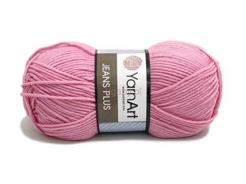 Różowa włóczka YarnArt Jeans Plus nr 36 – pastelowa mieszanka bawełny z akrylem na wyroby dziecięce, ugaby.pl.