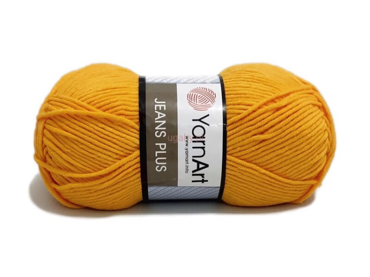 Żółta włóczka YarnArt Jeans Plus nr 35 – słoneczna mieszanka bawełny z akrylem na radosne robótki, ugaby.pl.