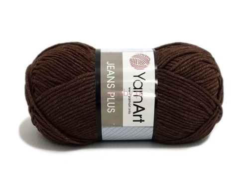 Brązowa włóczka YarnArt Jeans Plus nr 70 – matowa bawełna z akrylem na swetry i maskotki, sklep ugaby.pl.