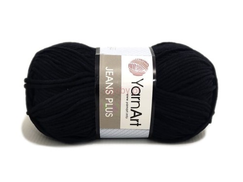 Czarna włóczka YarnArt Jeans Plus nr 53 – miękka bawełna z akrylem, nie mechaci się, dostępna w ugaby.pl.