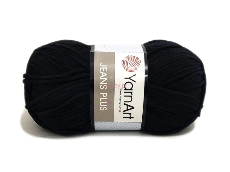 Czarna włóczka YarnArt Jeans Plus nr 53 – miękka bawełna z akrylem, nie mechaci się, dostępna w ugaby.pl.