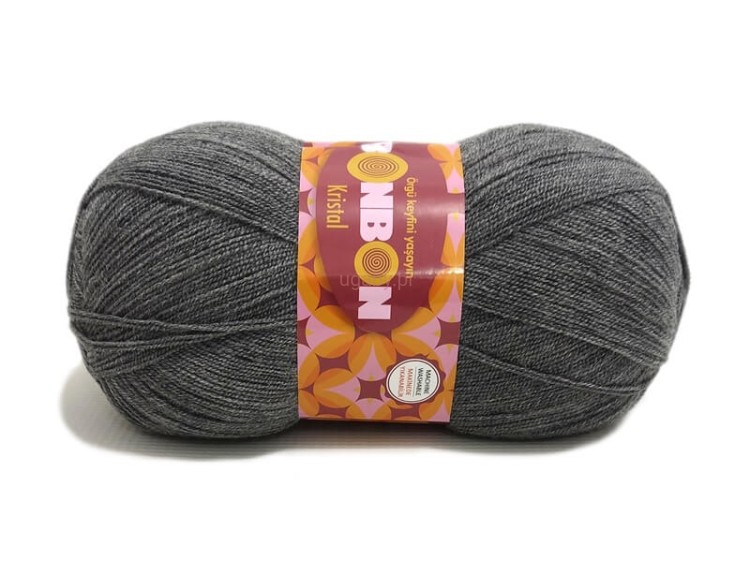 Szara włóczka akrylowa Bonbon Kristal 98242 – motek 100g z dwiema nieskręconymi nitkami.