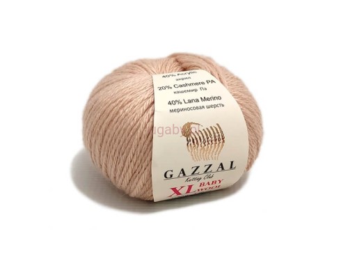 Włóczka Gazzal Baby Wool XL jasny beż nr 839 – puszysta, grubsza mieszanka z merino na wiosenne swetry i kocyki.