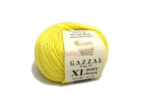 Włóczka Gazzal Baby Wool XL kolor bananowy nr 833 – miękka mieszanka z merynosem i kaszmirem.