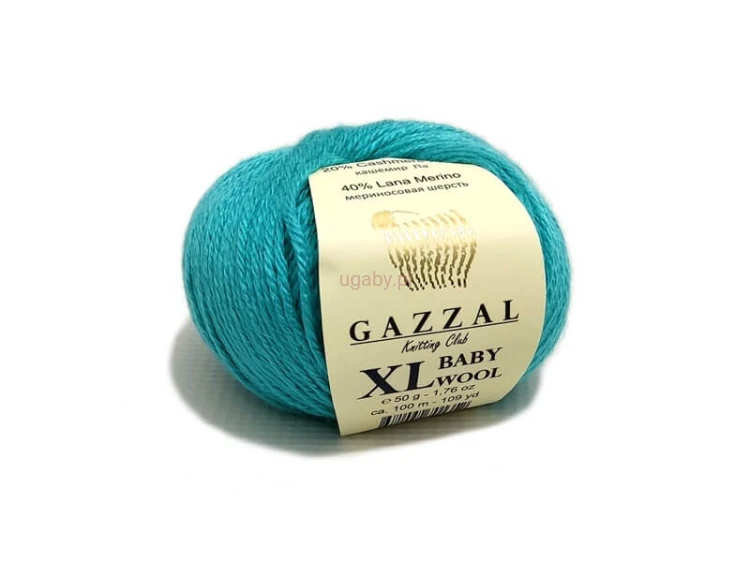 Włóczka Gazzal Baby Wool XL kolor morski turkus nr 832 – miękka, grubsza mieszanka z merynosem na eleganckie swetry i czapki.