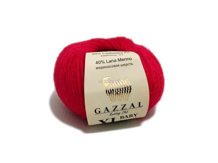 Włóczka Gazzal Baby Wool XL kolor czerwony nr 811 – miękka, grubsza mieszanka z merynosem na czapki i swetry.