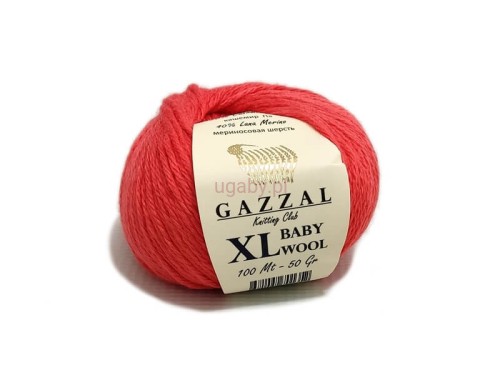 Włóczka Gazzal Baby Wool XL kolor koralowy nr 819 – miękka, grubsza mieszanka z merynosem na radosne swetry i dodatki.