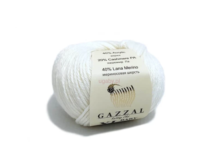Włóczka Gazzal Baby Wool XL kolor śmietankowy nr 801 – miękka, grubsza mieszanka z merynosem na białe swetry i kocyki niemowlęce.