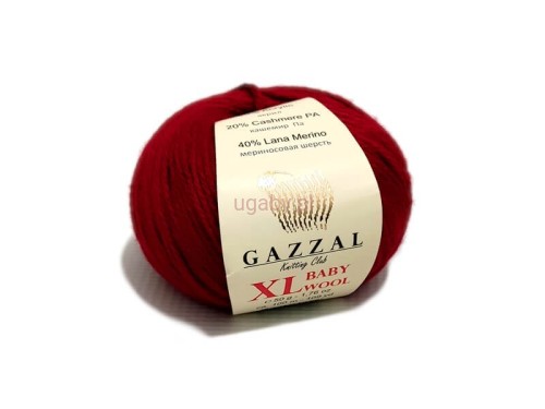 Włóczka Gazzal Baby Wool XL kolor buraczkowy nr 816 – grubsza mieszanka merino z kaszmirem na swetry i czapki.