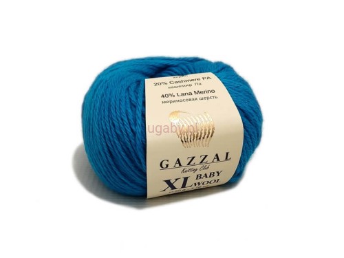 Włóczka Gazzal Baby Wool XL kolor turkusowy ciemny nr 822 – miękka, grubsza mieszanka z merynosem na czapki i swetry.