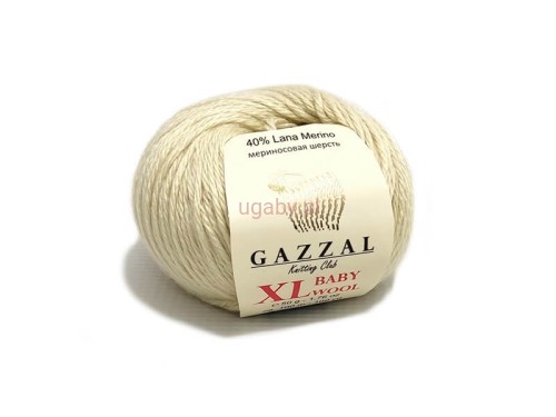Włóczka Gazzal Baby Wool XL kolor ecru nr 829 – miękka, grubsza mieszanka z merynosem na kocyki i swetry.