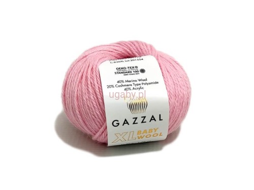 Włóczka Gazzal Baby Wool XL kolor jasnoróżowy nr 836 – miękka, grubsza mieszanka z merynosem na dziecięce ubranka i kocyki.