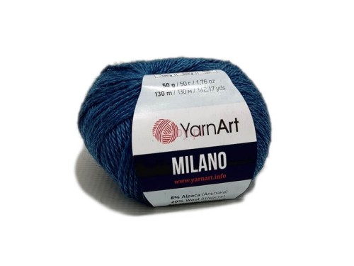 Włóczka YarnArt Milano w kolorze dżinsowym numer 876, miękka mieszanka alpaki i wełny z połyskiem, idealna na swetry i ciepłe akcesoria.