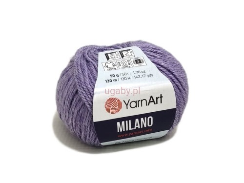 Włóczka YarnArt Milano w kolorze lawendowym nr 860. Puszysty motek z alpaką i wełną, o delikatnym połysku, do robótek ręcznych.
