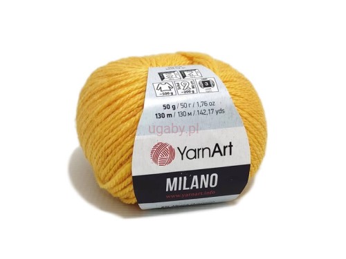Włóczka YarnArt Milano żółty 863. Motek z alpaką i wełną o puszystym skręcie i delikatnym połysku, idealny na druty.