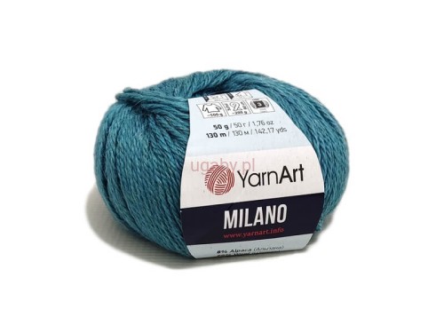 Włóczka YarnArt Milano w kolorze dżinsowy melanż numer 864, puszysta mieszanka wełny i alpaki z delikatnym połyskiem do robótek na drutach.