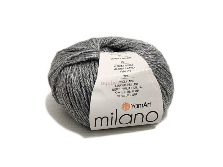 Włóczka YarnArt Milano kolor szary melanż 868. Melanżowa nitka z alpaką i wełną, puszysta i lekko lśniąca, nr koloru 868.