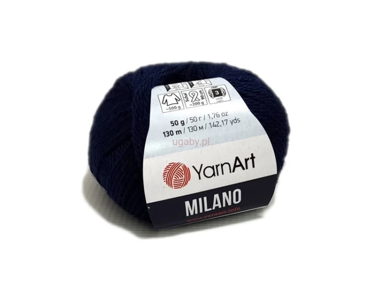 Włóczka YarnArt Milano w kolorze granatowy melanż numer 864, puszysta mieszanka alpaki i wełny z wiskozowym połyskiem na ciepłe ubrania.