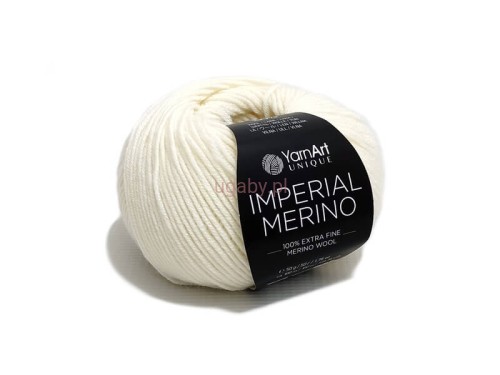 Motek śmietankowej włóczki YarnArt Imperial Merino nr 3302. Bardzo jasna, ciepła biała wełna 100% merino extra fine o sprężystym splocie.