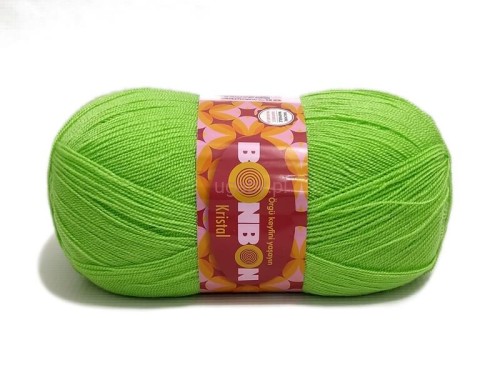 Neonowa zielona włóczka akrylowa Bonbon Kristal 98401 – motek 100g z dwiema nieskręconymi nitkami.