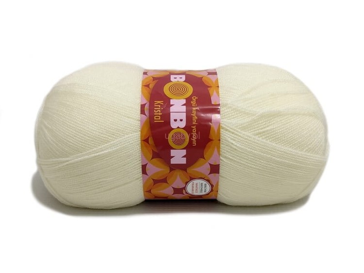 Kremowa włóczka akrylowa Bonbon Kristal numer 98223 – motek 100g z dwiema nitkami.