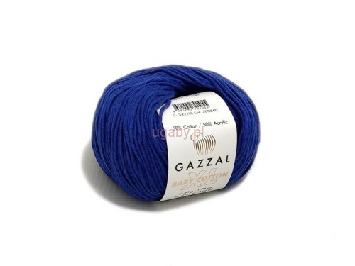 Włóczka Gazzal Baby Cotton XL chabrowy 3421 – intensywny niebieski motek bawełny z akrylem.