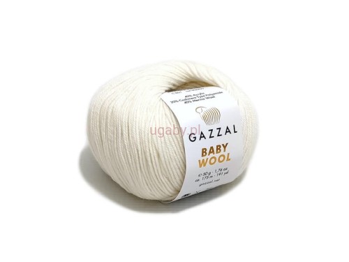 Włóczka Gazzal Baby Wool kolor śmietankowy nr 801 – miękka wełna merino z certyfikatem OEKO-TEX, idealna na wyprawkę dla noworodka.