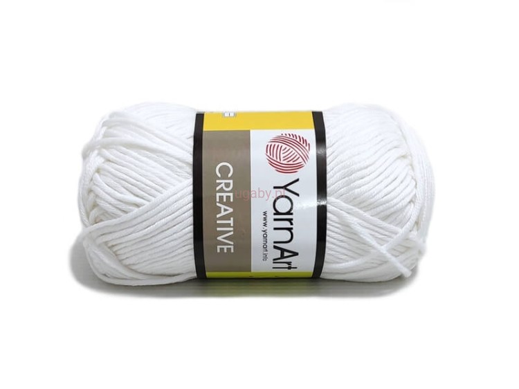 Biała włóczka Creative YarnArt kolor 220 – naturalna 100% bawełna na letnie i dziecięce wyroby, sklep ugaby.pl.