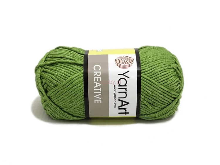 Zielona włóczka Creative YarnArt kolor 235 – 100% bawełna na wiosenne ubranka i zabawki amigurumi, sklep ugaby.pl.