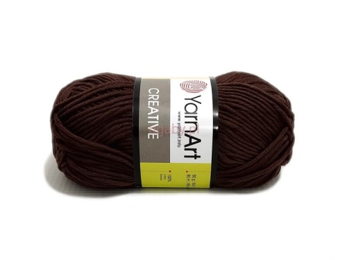 Brązowa włóczka Creative YarnArt kolor 232 – 100% bawełna na letnie ubrania i maskotki amigurumi, sklep ugaby.pl.