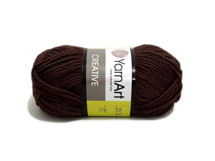Brązowa włóczka Creative YarnArt kolor 232 – 100% bawełna na letnie ubrania i maskotki amigurumi, sklep ugaby.pl.