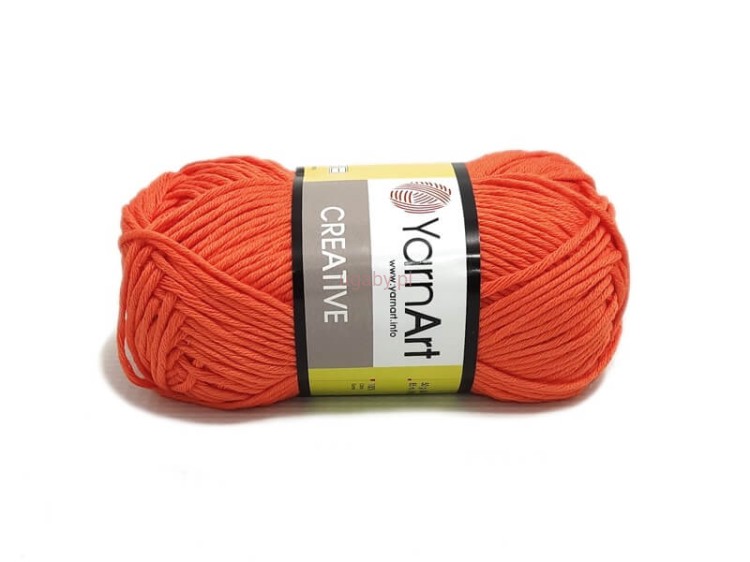 Pomarańczowa włóczka Creative YarnArt kolor 242 – 100% bawełna na letnie ubrania i zabawki amigurumi, sklep ugaby.pl.
