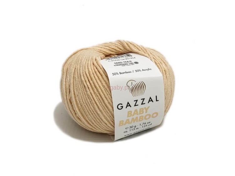 Beżowa włóczka Gazzal Baby Bamboo kolor 95230 – naturalna, antyalergiczna mieszanka bambusa i akrylu.