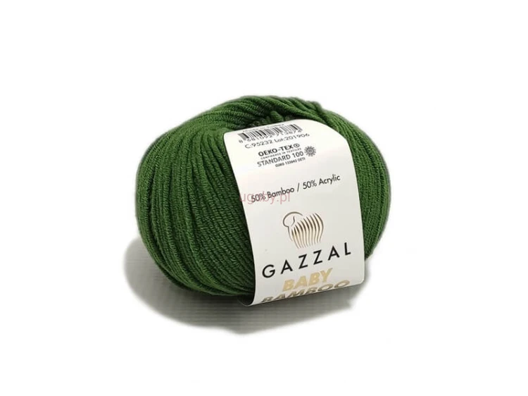 Zielona włóczka Gazzal Baby Bamboo kolor 95232 – antyalergiczna i miękka mieszanka bambusa z akrylem.