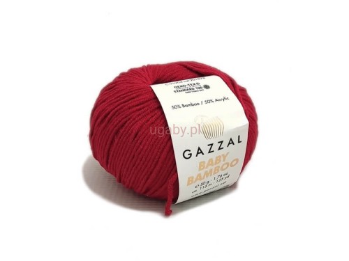 Czerwona włóczka Gazzal Baby Bamboo kolor 95204 – intensywna, antyalergiczna mieszanka bambusa z akrylem.