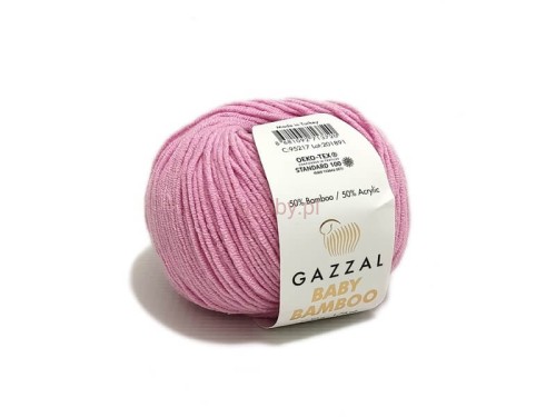 Włóczka Gazzal Baby Bamboo kolor pudrowy róż 95217 – delikatna, antyalergiczna mieszanka bambusa i akrylu.